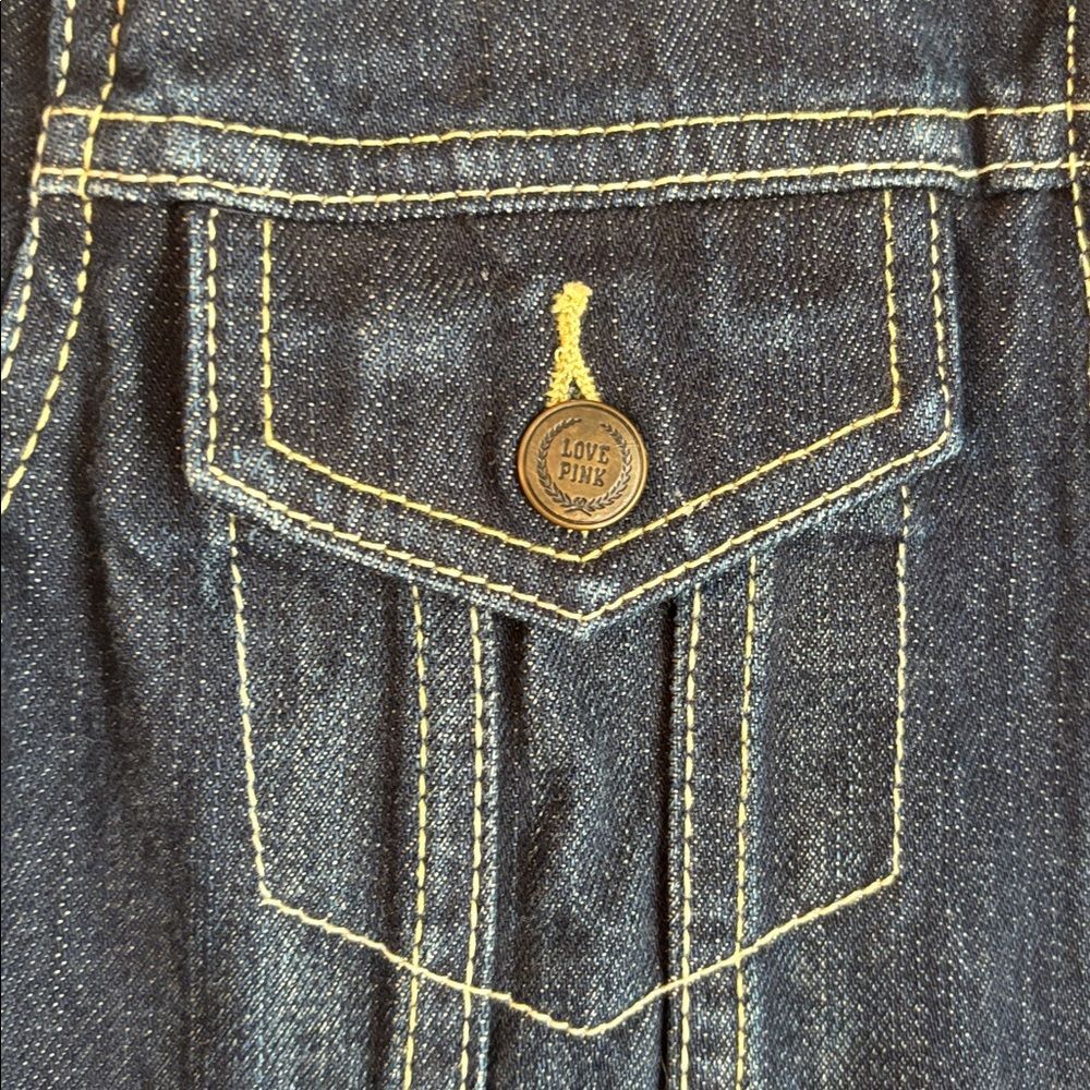 PINK vintage Victoria's Secret Dark Blue Jean Jacket Women medium fall denim EUC - Picture 4 of 11